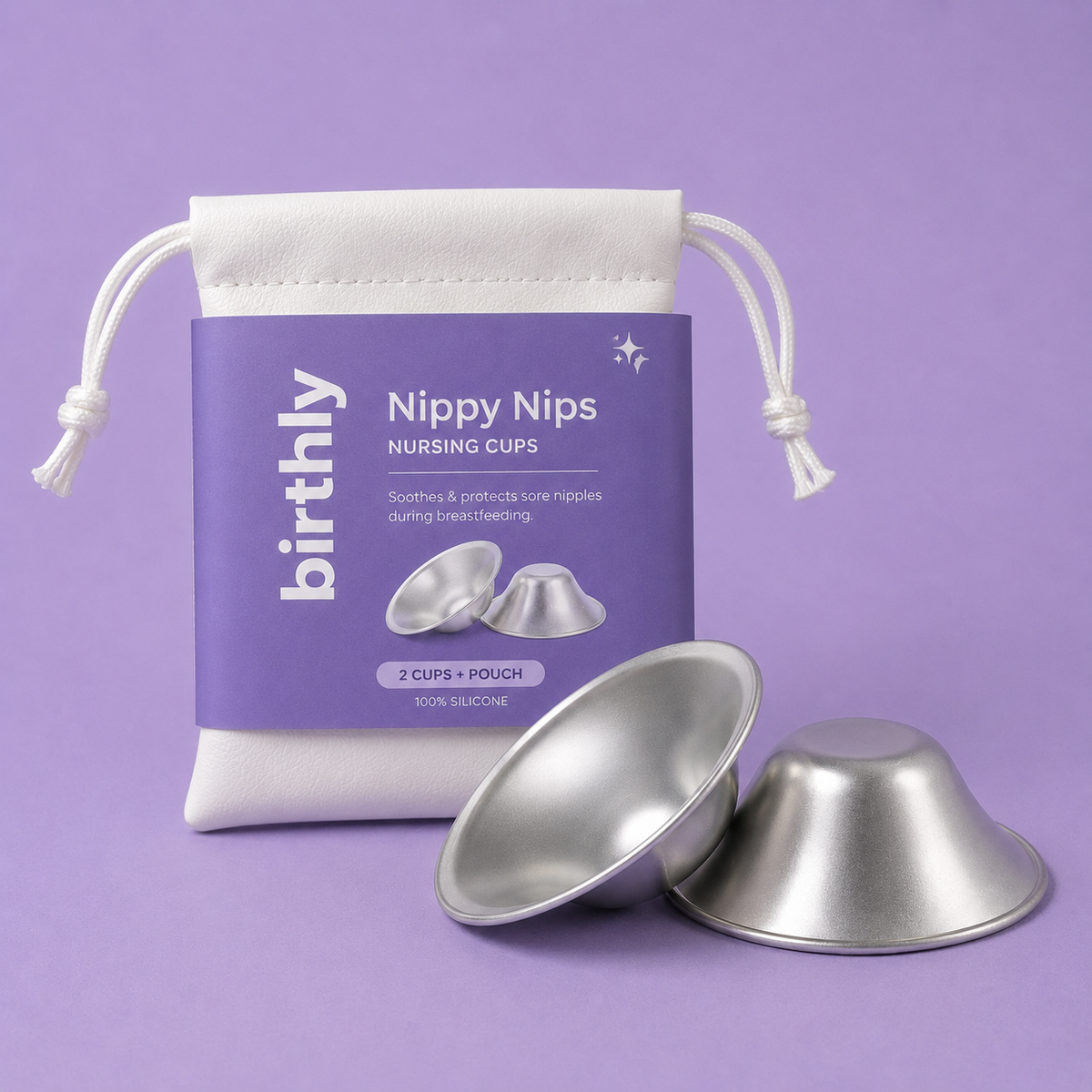 Birthly Nippy Nips™ - Silver Nursing Cups