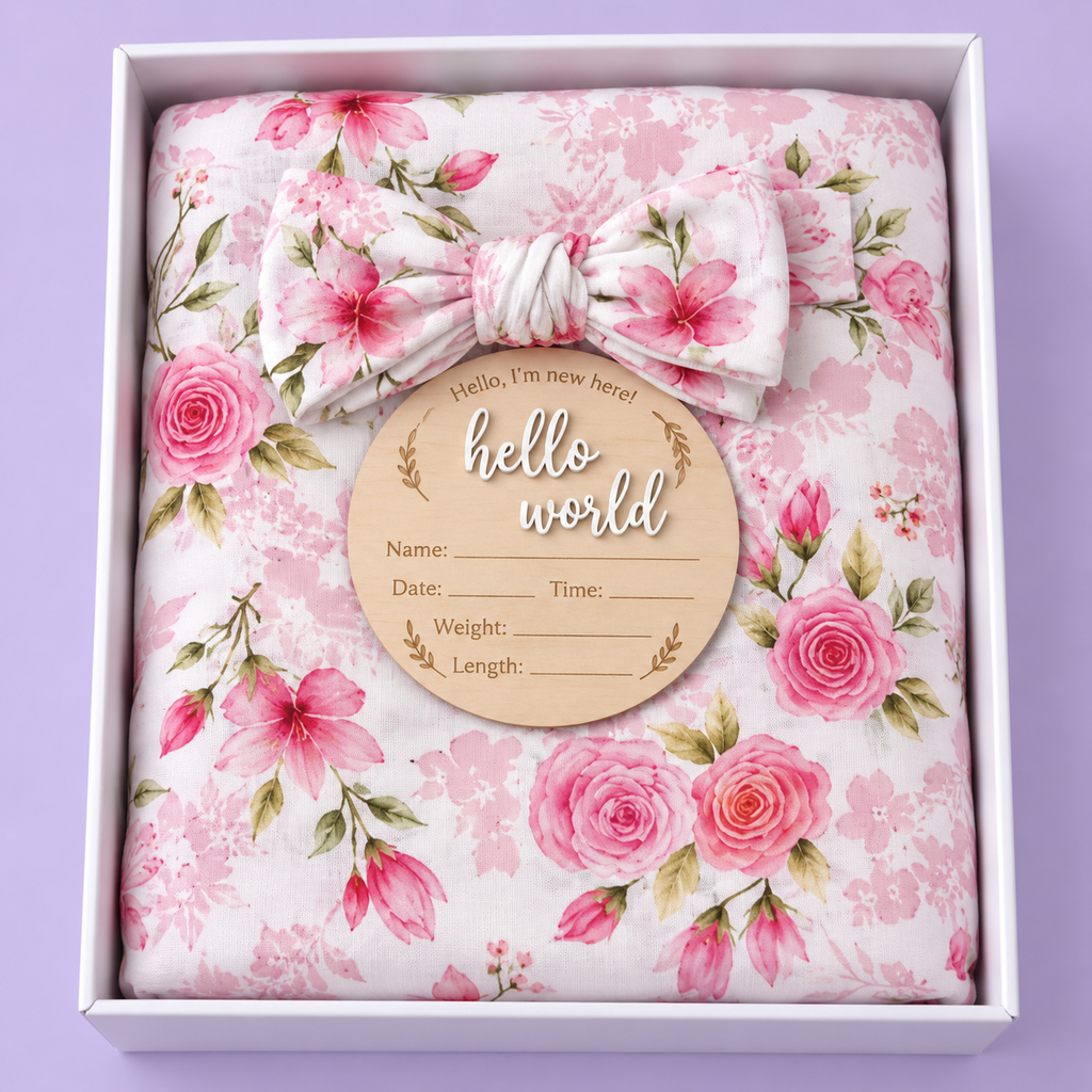 Birthly 3Pcs Newborn Announcement Set™ - Blushing Rose