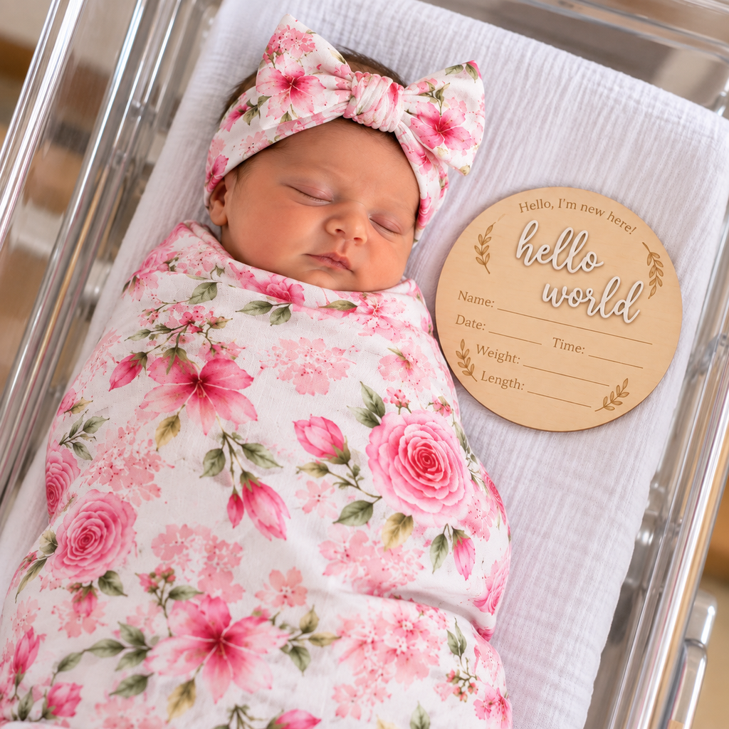 Birthly 3Pcs Newborn Announcement Set™ - Blushing Rose